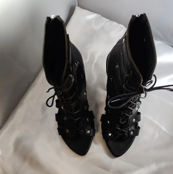 Proenza Schouler Black Leather Lace up Booties - Picture 4 of 6